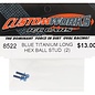 Custom Works R/C CSW8522  Custom Works  Titanium Hex Ball Stud (Blue) (2) (Long)