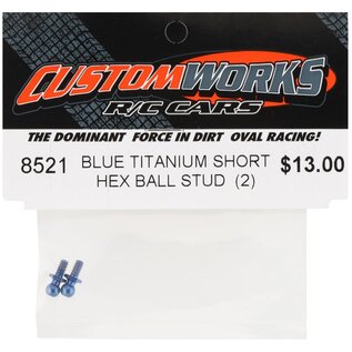 Custom Works R/C CSW8521  Custom Works Titanium Hex Ball Stud (Blue) (2) (Short)