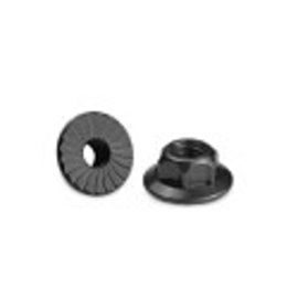 J Concepts JCO2341-2  4mm Large Flange Serrated Locknut-Black, Fits-B5 / Traxxas / TLR / Serpent / Kyosho / Xray 23412