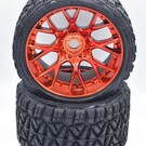 SWEEP C1004RC Terrain Crusher Tires preglued Red Chrome wheel
