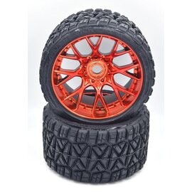 SWEEP C1004RC Terrain Crusher Tires preglued Red Chrome wheel