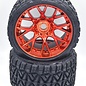 SWEEP C1004RC Land Crusher Belted Tires preglued on Red Chrome Wheels 2pcs set