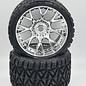 SWEEP C1004S Land Crusher Belted Tires preglued on Chrome Wheels 2pcs set