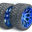 SWEEP C1004BC  Land Crusher Tires preglued on Blue Chrome Wheels