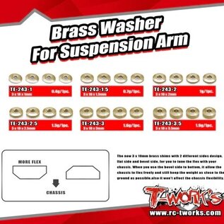 T-Works TE-243  Tworks Brass Washer Set for Suspension Arm 3x10 (Each 8pcs)