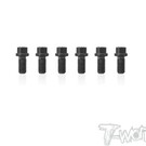 T-Works ASS-306P-BK  1/12 Pan Car Rear Wheel Hub Screws-M3x6mm Black ( For Yokomo ) 6pcs.