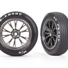 Traxxas TRA9474A  Traxxas Drag Slash Front Pre-Mounted Tires (Satin Black Chrome) (2) w/Weld Wheels & 12mm Hex