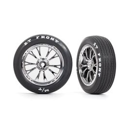 Traxxas TRA9474R  Traxxas Drag Slash Front Pre-Mounted Tires (Chrome) (2) w/Weld Wheels & 12mm Hex