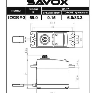 Savox SAVSC0253MG  Standard Digital Servo, 0.15sec / 83.3oz @ 6V