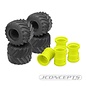 J Concepts JCO316801-3377Y  Blue Renegades Monster Truck Tire  Combo - Includes Yellow Tribute Wheels (1set of 4)