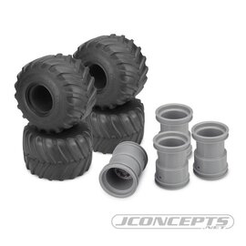 J Concepts JCO316905-3377S  Gold Firestorm Tires Combo Silver Tribute Wheels