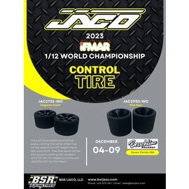 JACO JAC2732-WC   Magenta Jaco 1/12 Foam Front Tires Mounted On "Prism" Black Wheels (2)