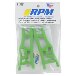 RPM R/C Products RPM70664  Green Wide Front A-arms for e-Rustler & Stampede 2wd