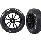 Traxxas TRA9474  Traxxas Drag Slash Front Pre-Mounted Tires (Satin Black Chrome) (2) w/Weld Wheels & 12mm Hex