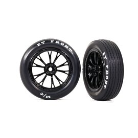 Traxxas TRA9474  Traxxas Drag Slash Front Pre-Mounted Tires (Satin Black Chrome) (2) w/Weld Wheels & 12mm Hex