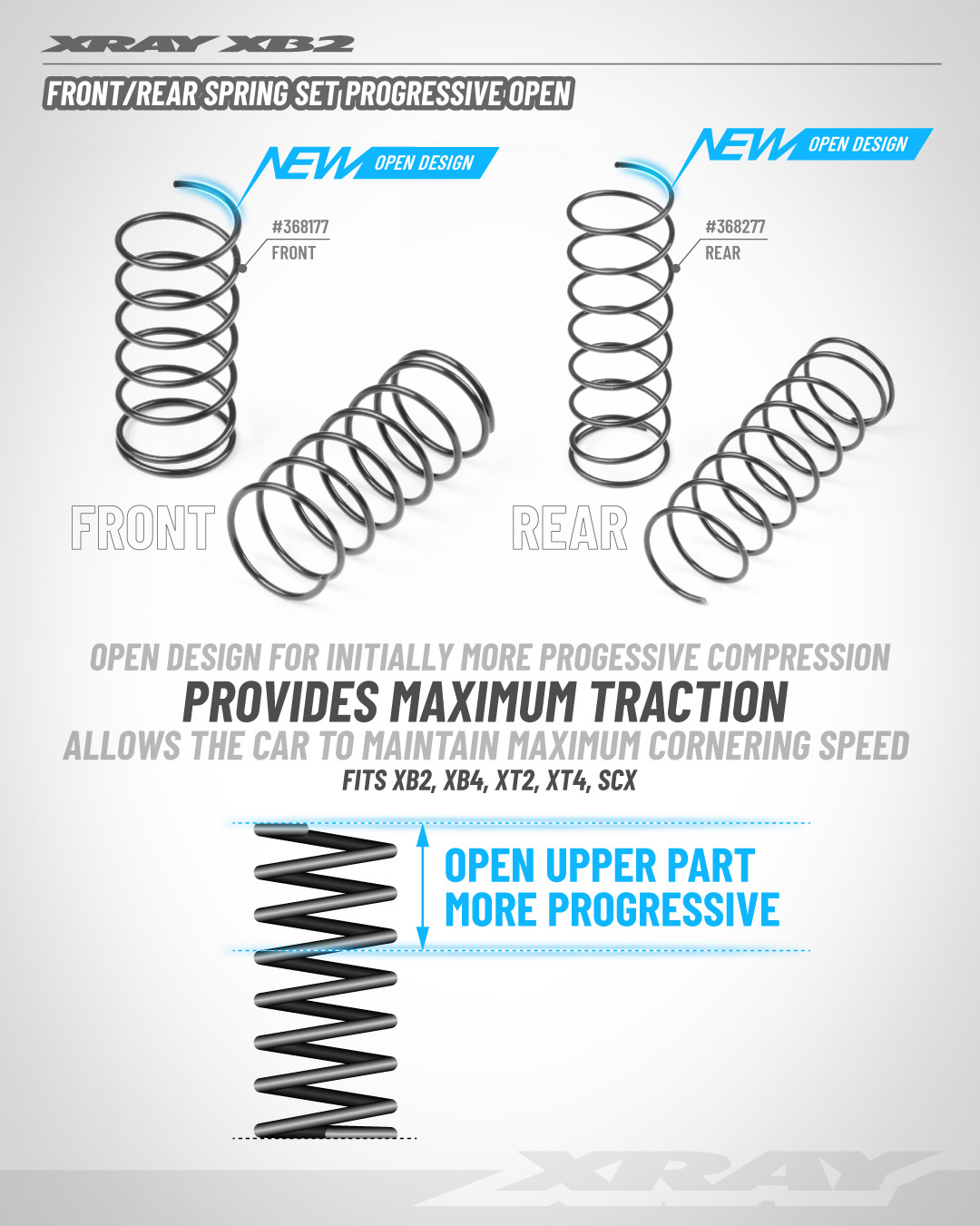 XRA368177 XRAY Front Spring-Set Progressive Open L=41MM - 2 Dots (2 ...