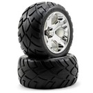 Traxxas TRA5576R  2.8 Anaconda tires on All-Star chrome wheels assembled (2)