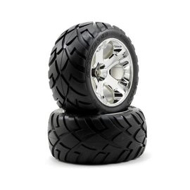 Traxxas TRA5576R  2.8 Anaconda tires on All-Star chrome wheels assembled (2)