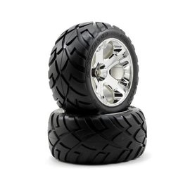 Traxxas TRA5576R  2.8 Anaconda tires on All-Star chrome wheels assembled