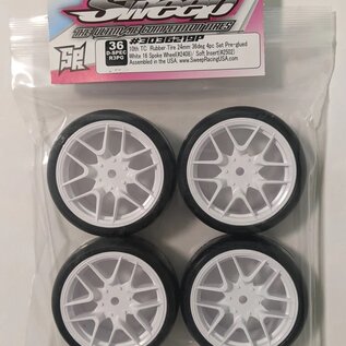 SWEEP SWP3036219P 10th TC D36 D-SPEC TC Tire 4pcs set On White 16 Spoke Wheels (4)