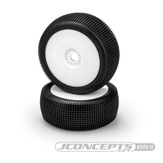 J Concepts JCO3175-12  Jconcepts Green Stalkers - 1/8 Buggy Pre-mounted Tires w/White Wheels