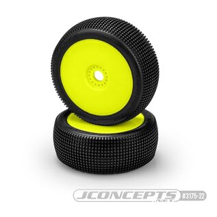 J Concepts JCO3175-22  Jconcepts Green Stalkers - 1/8 Buggy Pre-mounted Tires w/Yellow Wheels