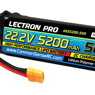 Lectron Pro 6S5200-509  Lectron Pro 6S 22.2V 5200mAh 50C Lipo Battery with XT90 Connector for Large Planes, Helis, Quads & 1/8 Trucks