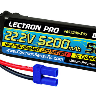 Lectron Pro 6S5200-505  Lectron Pro 22.2V 5200mAh 50C Lipo Battery with EC5 Connector for Large Planes, Helis, Quads & 1/8 Trucks