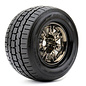 ROAPEX ROPR4002-CB0  Trigger 1/8 Monster Truck Tires Mounted on Chrome Black Wheels, 0" Offset, 17mm Hex (1 pair)