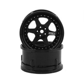 DS Racing DSC-DE-206  Drift Element 6 Spoke Drift Wheels Triple Black w/12mm Hex