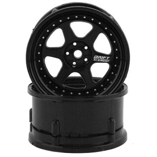 DS Racing DSC-DE-206  Drift Element 6 Spoke Drift Wheels Triple Black w/12mm Hex
