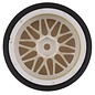 Yeah Racing YEA-WL-0088  Yeah Racing Spec D Pre-Mounted Drift Tires w/LS Mesh Wheels (White/Gold) (4) w/12mm Hex & 6mm Offset