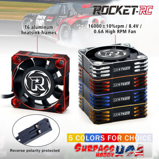 Surpass Hobby USA SP-420003-08 Rocket-RC Silver 40mm V2 Aluminum Cooling Fan 16,000RPM