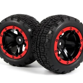 Blackzon BZN540196  Slyder ST Black/Red Wheels/Tires Assembled (2)