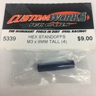 Custom Works R/C CSW5339  Hex Standoffs M3 X 9MM Tall (4)