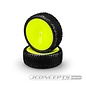 J Concepts JCO4062-201011  Pink Pin Swag Wide 2wd Front on Yellow Wheels (2)