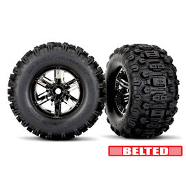 Traxxas TRA7871X   X-MAXX Sledgehammer® Belted Tires & Black Chrome Pre Glued