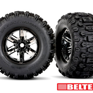 Traxxas TRA7871X   X-MAXX Sledgehammer® Belted Tires & Black Chrome Pre Glued