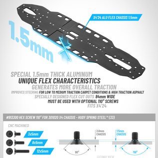 Xray XRA301020  Xray X4'24-25   Aluminum Flex Chassis 1.5MM