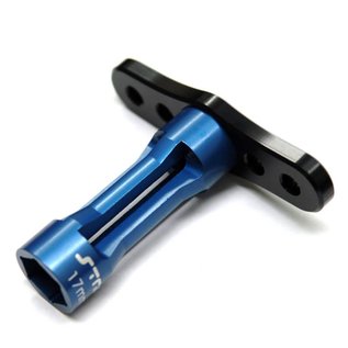 STRC SPTSTRA17BKB Black & Blue CNC Machined Aluminum Long Shank 17mm Hex Nut Wrench