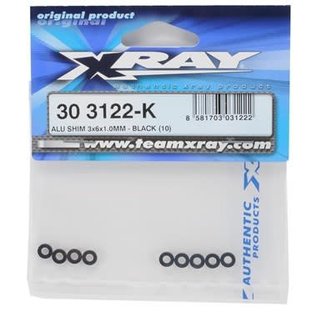 Xray XRA303122-K  Aluminum Shim 3x6x1.0mm Black (10)
