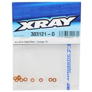 Xray XRA303121-O Aluminum Shim 3x6x0.5mm Orange (10)