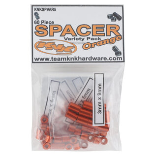 Team Knk KNKSPVAR5 Team KNK Aluminum Spacer Variety Pack (Orange) (60)