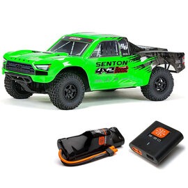 Arrma ARA4103SV4T1  Green 1/10 SENTON 4X2 BOOST MEGA 550 Brushed Short Course Truck RTR with Battery & Charger