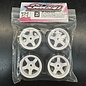 SWEEP SWP725511  Sweep Minis 25deg M-SPEC Rubber Tires (4) set on White pre-glued Wheels