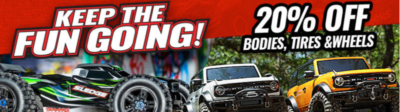 Traxxas 20% Off Bodies, Tires and Wheels Sale