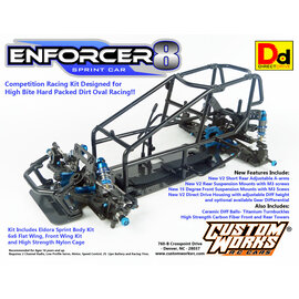 Custom Works R/C CSW0976  Enforcer 8 Gearbox 1/10th Electric Sprint Car Dirt Oval Kit