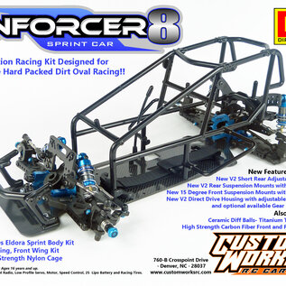 Custom Works R/C CSW0976  Enforcer 8 Gearbox 1/10th Electric Sprint Car Dirt Oval Kit