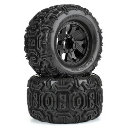 Duratrax DTX564510  1/8 Warthog F/R 3.8" MT Tires Mounted 17mm Black Ripper (2)