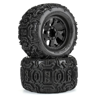 Duratrax DTX564510  1/8 Warthog F/R 3.8" MT Tires On 17mm Black Ripper (2)